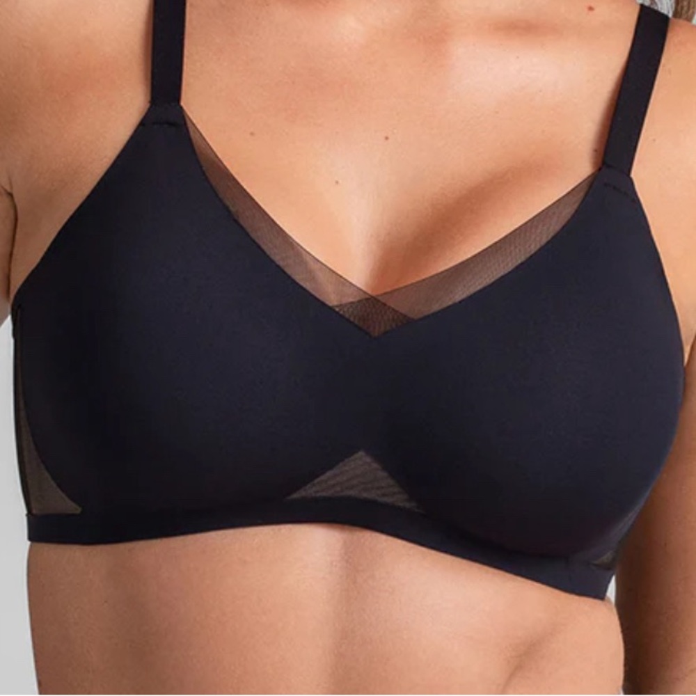 TWO Honeylove Wireless Bras, black, tan, removable pads, garment bag, 1X